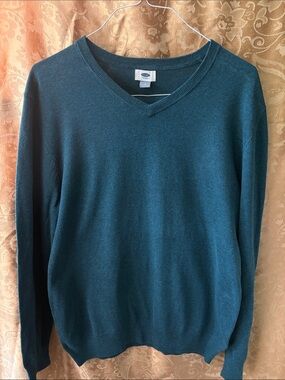 Old Navy Men's Teal V-Neck Pullover Sweater